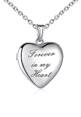 elegant polished forever in my heart silver baby necklace